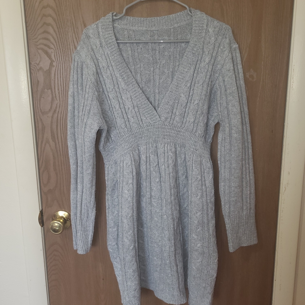 SHEIN Gray Knit Sweater Dress